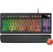 Mars Gaming Teclado Gaming MKAX RGB Control - Compacto TKL - Pulsacion H-Mech - 9 Efectos RGB - Boton Roller Volumen - Reposamuñecas Memory Gel - Compatibilidad Multiplataforma - Color Negro