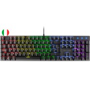 Mars Gaming Teclado Mecanico RGB MK422 - Tecnologia Antipolvo - 12 efectos de Iluminacion - Teclas imborrables - Funciones Multimedia y Modo Juego - PR de 1000Hz - Anti-Ghosting Avanzado - Compatibilidad Multiplataforma - Italiano - Color Negro