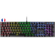 Mars Gaming Teclado Mecanico RGB MK422 - Tecnologia Antipolvo - Efectos de Iluminacion Rainbow - Teclas Ultra-resistentes - Funciones Multimedia y Modo Juego - PR de 1000Hz - Anti-Ghosting Avanzado - Compatibilidad Multiplataforma - Frances - Color Negro