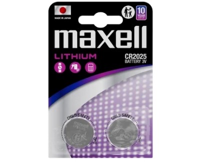 Maxell Pack de 2 Pilas Litio de Boton CR2025 3V