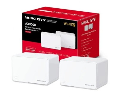Mercusys Halo H80X Sistema Wi-Fi 6 Mesh AX3000 Doble Banda - 2 Unidades Halo - Cobertura hasta 650 m&sup2; - 3 Puertos Gigabit por Unidad Halo - Color Blanco