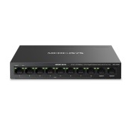 Mercusys MS110CMP Swtich 10 Puertos RJ45 - 8 Puertos 10/100Mbps PoE+ - 2 Puertos Gigabit - Hasta 250 Metros de Alcance - Color Negro