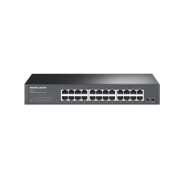 Mercusys MS124GS Switch 24 Puertos Gigabit RJ45 10/100/1000Mbps con Auto-Negociacion - Plug & Play - Montaje Escritorio o Rack - Color Negro