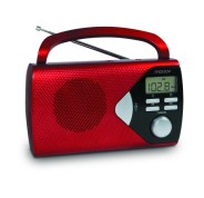 Metronic Radio Portatil AM/FM con Funcion Alarma - Pilas - Color Rojo