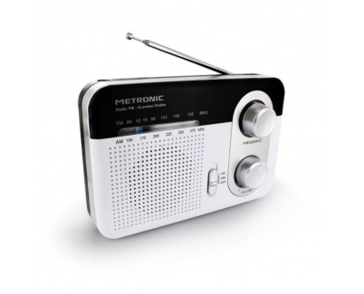 Metronic Radio Portatil AM/FM y Onda Larga - Colo blanco