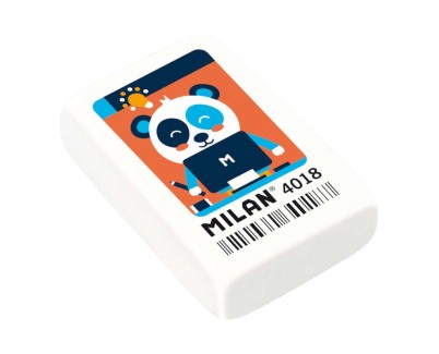 Milan 4018 Goma de Borrar Rectangular - Miga de Pan - Caucho Sintetico - Color Blanco - Dibujos Surtidos