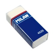 Milan 4020 Goma de Borrar Rectangular - Miga de Pan - Suave Caucho Sintetico - Faja de Carton Azul - Envuelta Individualmente - Color Blanco