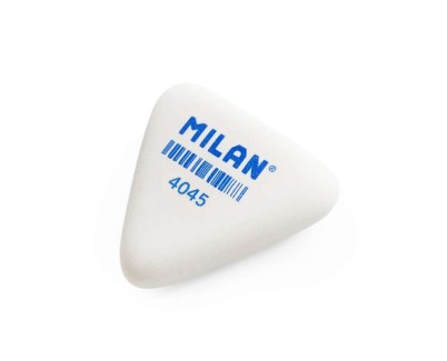 Milan 4045 Goma de Borrar Triangular Flexible - Miga de Pan - Caucho Sintetico - Color Blanco