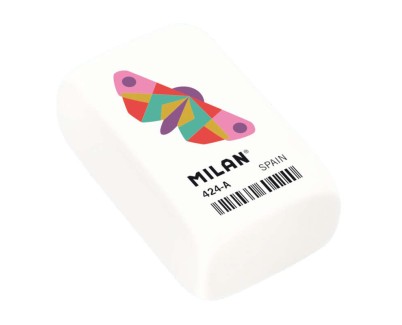Milan 424A Goma de Borrar Rectangular - Miga de Pan - Caucho Sintetico - Color Blanco - Dibujos Geometricos de Animales Surtidos