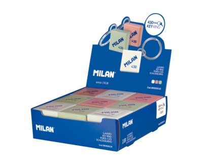 Milan 430 Expositor con 18 Llaveros con Forma de Goma 430 - Colores Surtidos