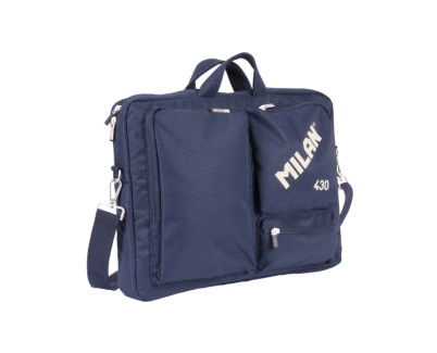 Milan 430 Since 1918 Maletin para Portatiles hasta 17\" - Cierre de Cremallera - 3 Compartimentos - 42x34x9cm - Color Azul