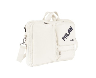 Milan 430 Since 1918 Maletin para Portatiles hasta 17\" - Cierre de Cremallera - 3 Compartimentos - 42x34x9cm - Color Beige