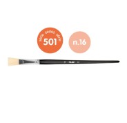 Milan 501 Pack de 4 Pinceles Planos Numero 16 - Bolsa con Colgador - Cerda Natural - Color Negro