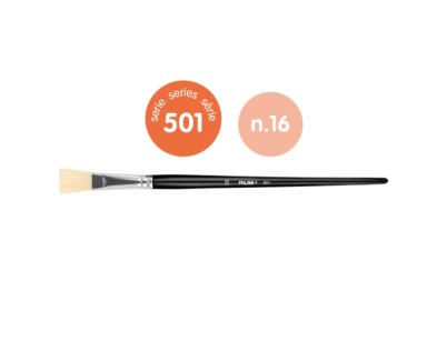 Milan 501 Pack de 4 Pinceles Planos Numero 16 - Bolsa con Colgador - Cerda Natural - Color Negro