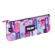Milan Aliens 2 Estuche Portatodo Plano - Compacto - Cierre de Cremallera - 23x9x1.5cm - Color Rosa