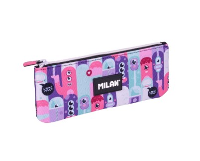 Milan Aliens 2 Estuche Portatodo Plano - Compacto - Cierre de Cremallera - 23x9x1.5cm - Color Rosa