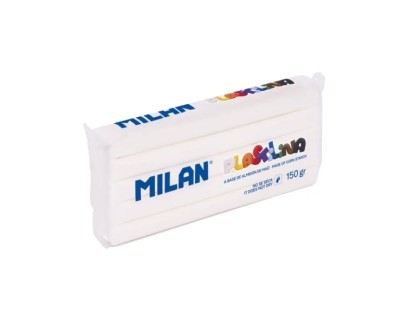 Milan Barra de Plastilina de 150gr - Base de Almidon de Maiz - Sin Gluten - Mezclables - Color Blanco