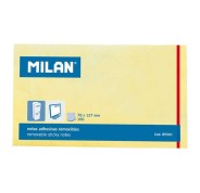 Milan Bloc de 100 Notas Adhesivas - Removibles - 76mm x 127mm - Color Amarillo Claro