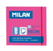 Milan Bloc de 100 Notas Adhesivas - Removibles - 76mm x 76mm - Color Rosa Neon