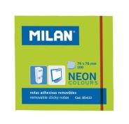 Milan Bloc de 100 Notas Adhesivas - Removibles - 76mm x 76mm - Color Verde Neon