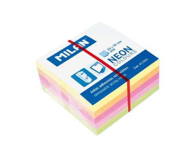 Milan Bloc de 250 Notas Adhesivas Neon Mini - Removibles - Medidas 50mm x 50mm - Colores Surtidos