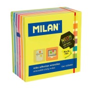 Milan Bloc de 400 Notas Adhesivas Neon - Removibles - 76mm x 76mm - Colores Surtidos