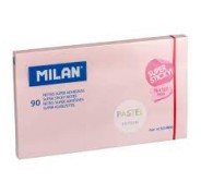 Milan Bloc de 90 Notas Super Adhesivas - Removibles - Mayor Permanencia - 76mm x 127mm - Color Rosa Pastel