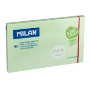 Milan Bloc de 90 Notas Super Adhesivas - Removibles - Mayor Permanencia - 76mm x 127mm - Color Verde Pastel