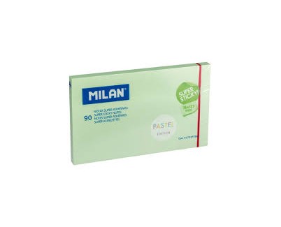 Milan Bloc de 90 Notas Super Adhesivas - Removibles - Mayor Permanencia - 76mm x 127mm - Color Verde Pastel