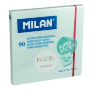 Milan Bloc de 90 Notas Super Adhesivas - Removibles - Mayor Permanencia - 76mm x 76mm - Color Azul Pastel