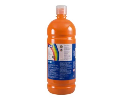 Milan Botella de Tempera 1000ml - Tapon Dosificador - Secado Rapido - Mezclable - Color Naranja