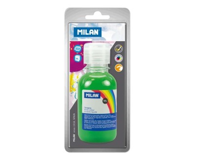 Milan Botella de Tempera 125 ml - Tapon Dosificador - Secado Rapido - Mezclable - Color Verde Claro