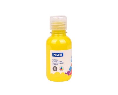 Milan Botella de Tempera 125ml - Tapon Dosificador - Secado Rapido - Mezclable - Color Amarillo