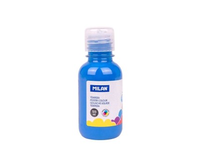 Milan Botella de Tempera 125ml - Tapon Dosificador - Secado Rapido - Mezclable - Color Azul