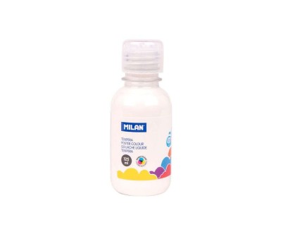 Milan Botella de Tempera 125ml - Tapon Dosificador - Secado Rapido - Mezclable - Color Blanco