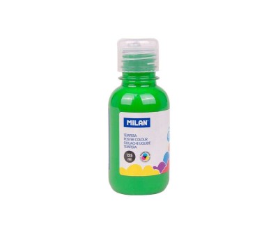 Milan Botella de Tempera 125ml - Tapon Dosificador - Secado Rapido - Mezclable - Color Verde Claro