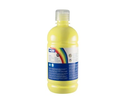 Milan Botella de Tempera 500ml - Tapon Dosificador - Secado Rapido - Mezclable - Color Amarillo Limon