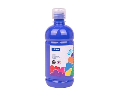 Milan Botella de Tempera 500ml - Tapon Dosificador - Secado Rapido - Mezclable - Color Azul Marino