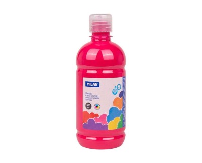 Milan Botella de Tempera 500ml - Tapon Dosificador - Secado Rapido - Mezclable - Color Magenta