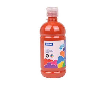 Milan Botella de Tempera 500ml - Tapon Dosificador - Secado Rapido - Mezclable - Color Marron