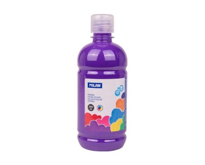 Milan Botella de Tempera 500ml - Tapon Dosificador - Secado Rapido - Mezclable - Color Violeta