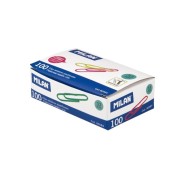 Milan Caja de 100 Clips Metalicos Plastificados 33mm - Colores Surtidos