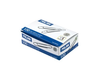 Milan Caja de 100 Clips Niquelados 43mm