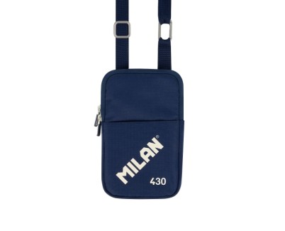 Milan Coleccion 430 Bolso Pequeño Bandolera - Tamaño Bolso 19x2.3x12.8cm - Cierre de Cremallera - Mosqueton de Aluminio - Color Azul Marino