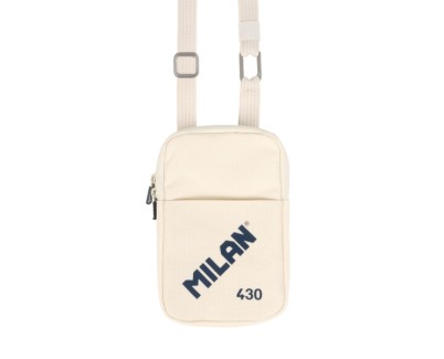 Milan Coleccion 430 Bolso Pequeño Bandolera - Tamaño Bolso 19x2.3x12.8cm - Cierre de Cremallera - Mosqueton de Aluminio - Color Beige