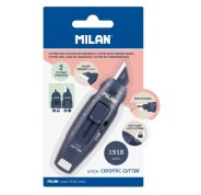 Milan Coleccion 430 Cutter de Hoja Ceramica Reemplazable - Cuchilla con Protector - Bloqueo de Seguridad - Color Azul
