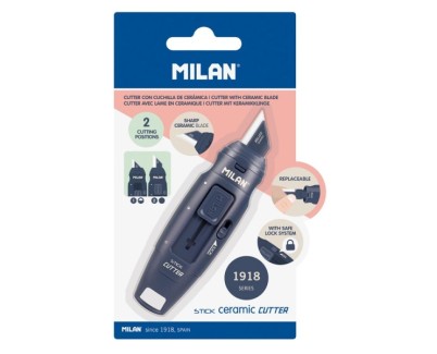 Milan Coleccion 430 Cutter de Hoja Ceramica Reemplazable - Cuchilla con Protector - Bloqueo de Seguridad - Color Azul