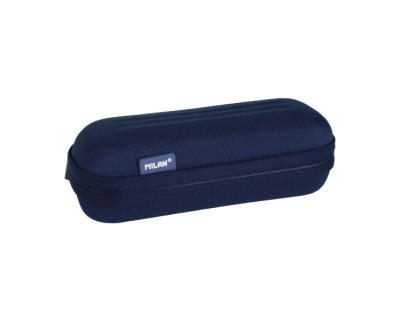 Milan Coleccion 430 Estuche Portatodo Ovalado Semirrigido - Compartimento Interior de Malla - Tejido Resistente a las Roturas y Rasgaduras - Color Azul Oscuro
