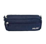 Milan Coleccion 430 Estuche Portatodo Rectangular 2 Compartimentos - Tejido Resistente a las Roturas y Rasgaduras - Medidas 21x8,5x6,1cm - Color Azul Oscuro