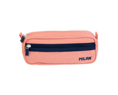 Milan Coleccion 430 Estuche Portatodo Rectangular 2 Compartimentos - Tejido Resistente a las Roturas y Rasgaduras - Medidas 21x8,5x6,1cm - Color Rosa